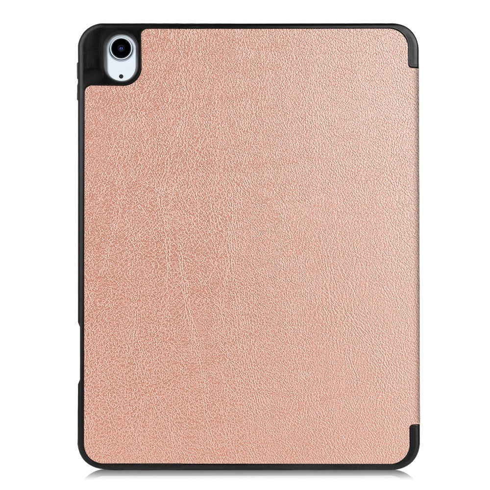 EIDERWOOD iPad Air 11" (2024) Litchi Tri-Fold Leather Flip Case w. Apple Pencil Holder - Rose Gold