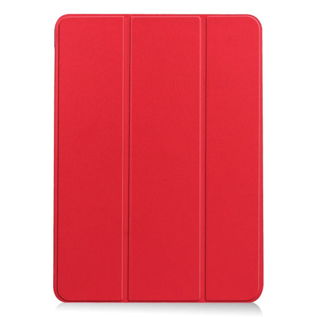 EIDERWOOD iPad Air 11" (2024) Litchi Tri-Fold Leather Flip Case - Red