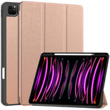 EIDERWOOD iPad Air 13" (2024) Tri-Fold Artificial Leather Flip Case w. Apple Pencil Holder - Rose Gold