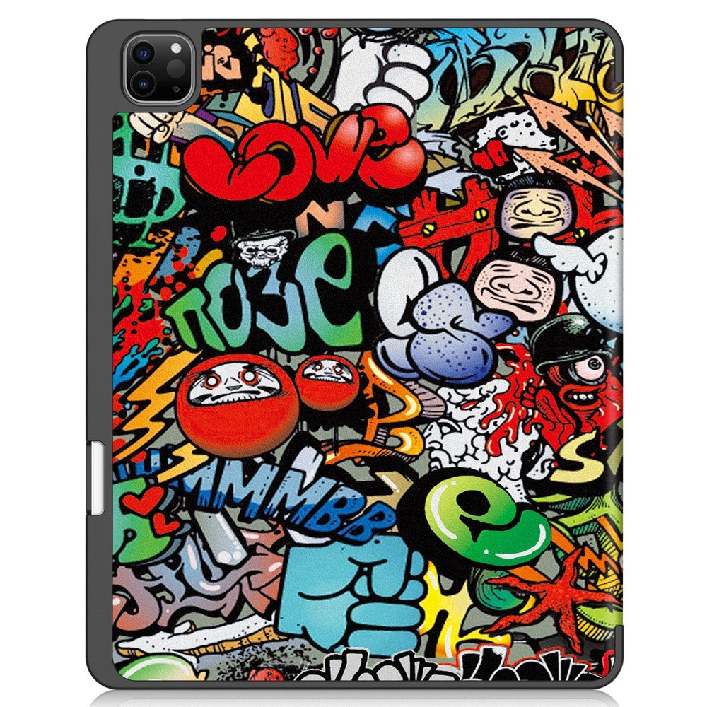 EIDERWOOD iPad Air 13" (2024) Tri-Fold Faux Leather Flip Case w. Wake-up / Sleep Function - Graffiti