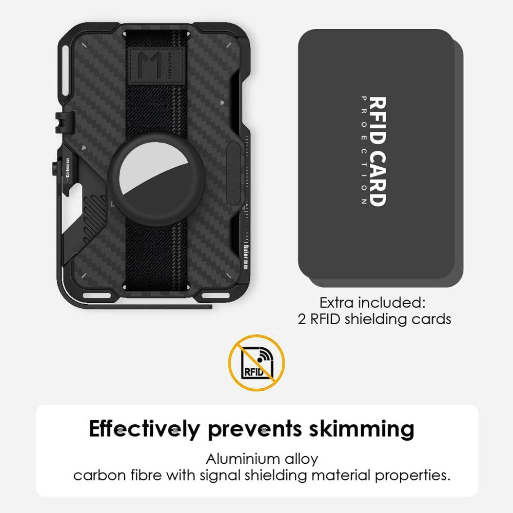 AULUMU Multifunctional Card Holder - MagSafe Compatible - Black Carbon