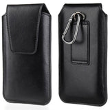 Universal Leather Case for Mobile with Carabiner - Black (Max Mobile: 160 x 85mm)