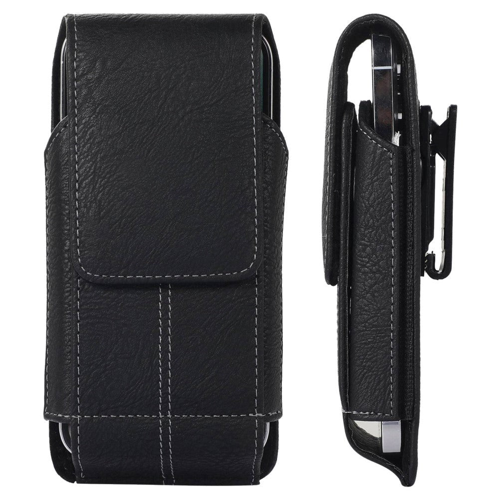 Universal Leather Case for Mobile with 360° Clamp - Black (Max. Mobile: 150 x 80 mm)