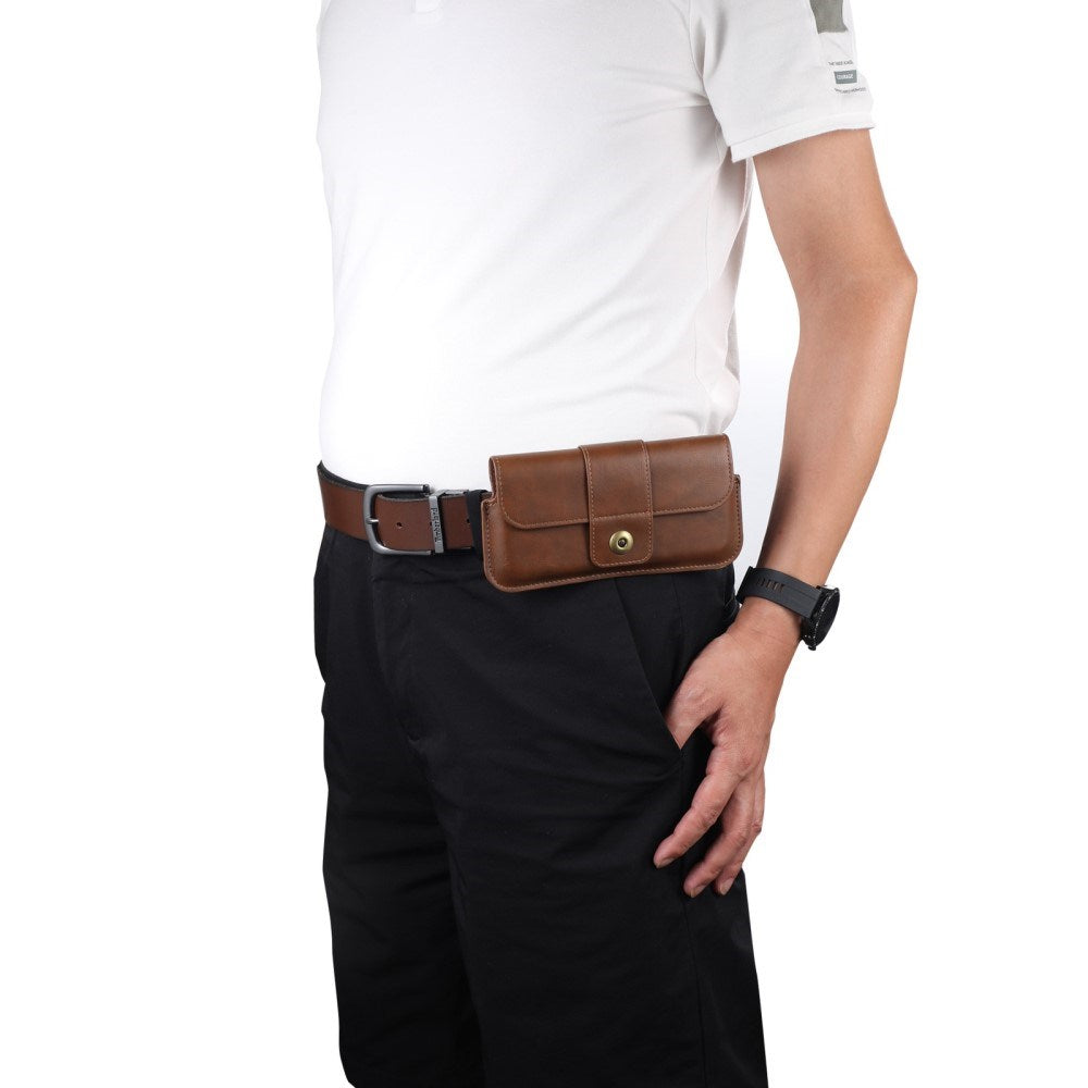 Universal Faux Leather Belt Case for Mobile (Max. Mobile: 150 x 75mm) - Brown