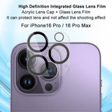 IMAK iPhone 16 Pro / 16 Pro Max Tempered Camera Lens Protective Glass - Transparent / Black