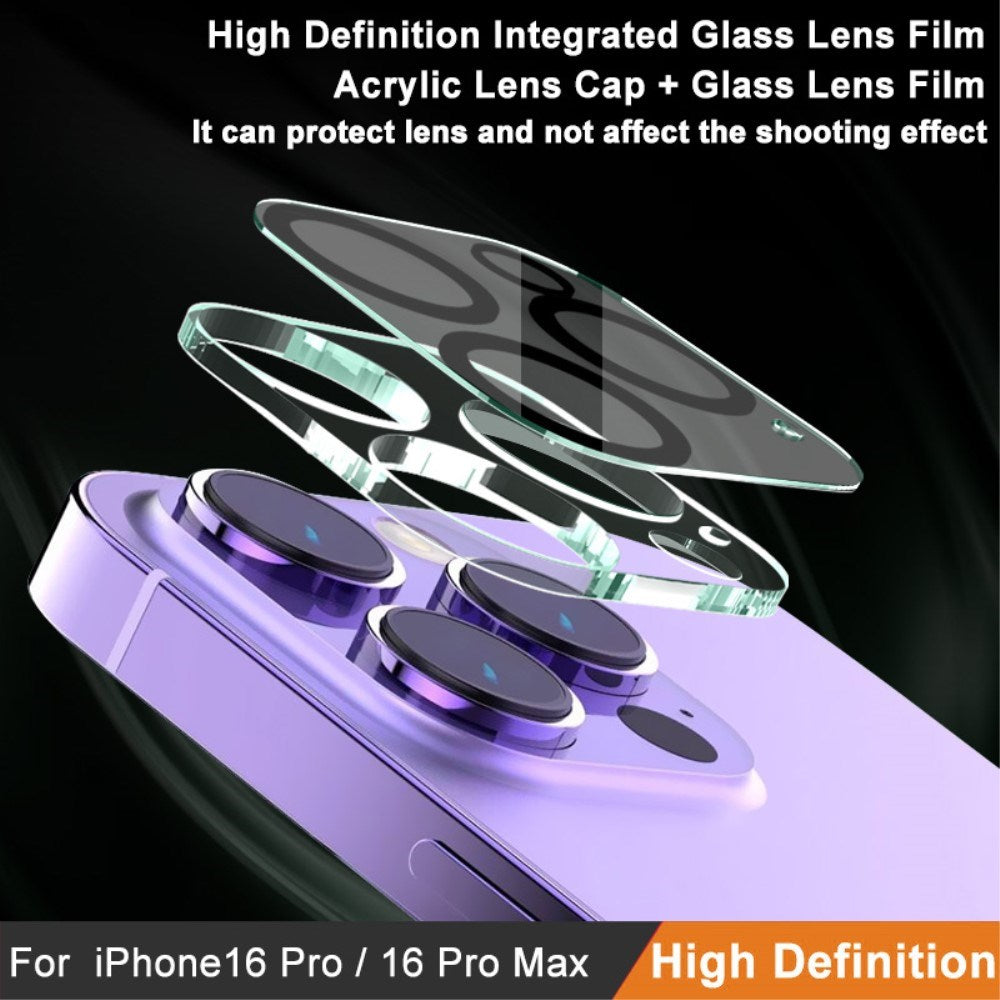 IMAK iPhone 16 Pro / 16 Pro Max Tempered Camera Lens Protective Glass - Transparent / Black