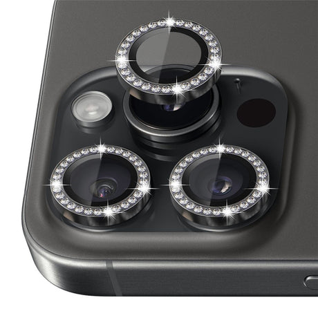 NORTHJO iPhone 16 Pro / 16 Pro Max Camera Lens Protector - Decorative Stones - Black
