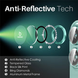 NORTHJO iPhone 16 / 16 Plus Camera Lens Protector - Decorative Stones - Turquoise