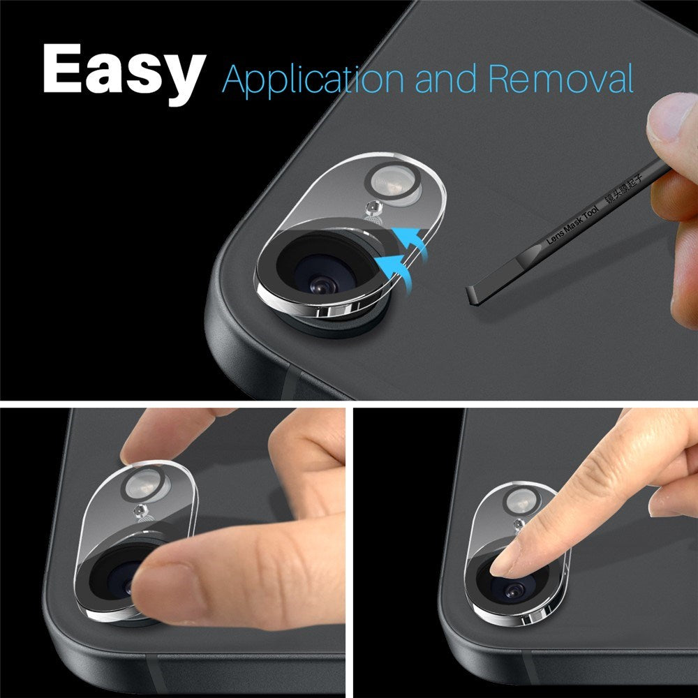 NORTHJO iPhone 16e Tempered Camera Lens Glass - Transparent / Black Edge