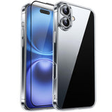 iPhone 16 RURIHAI 2-in-1 Protection Set with Flexible Plastic Case & Screen Protector Glass - Transparent