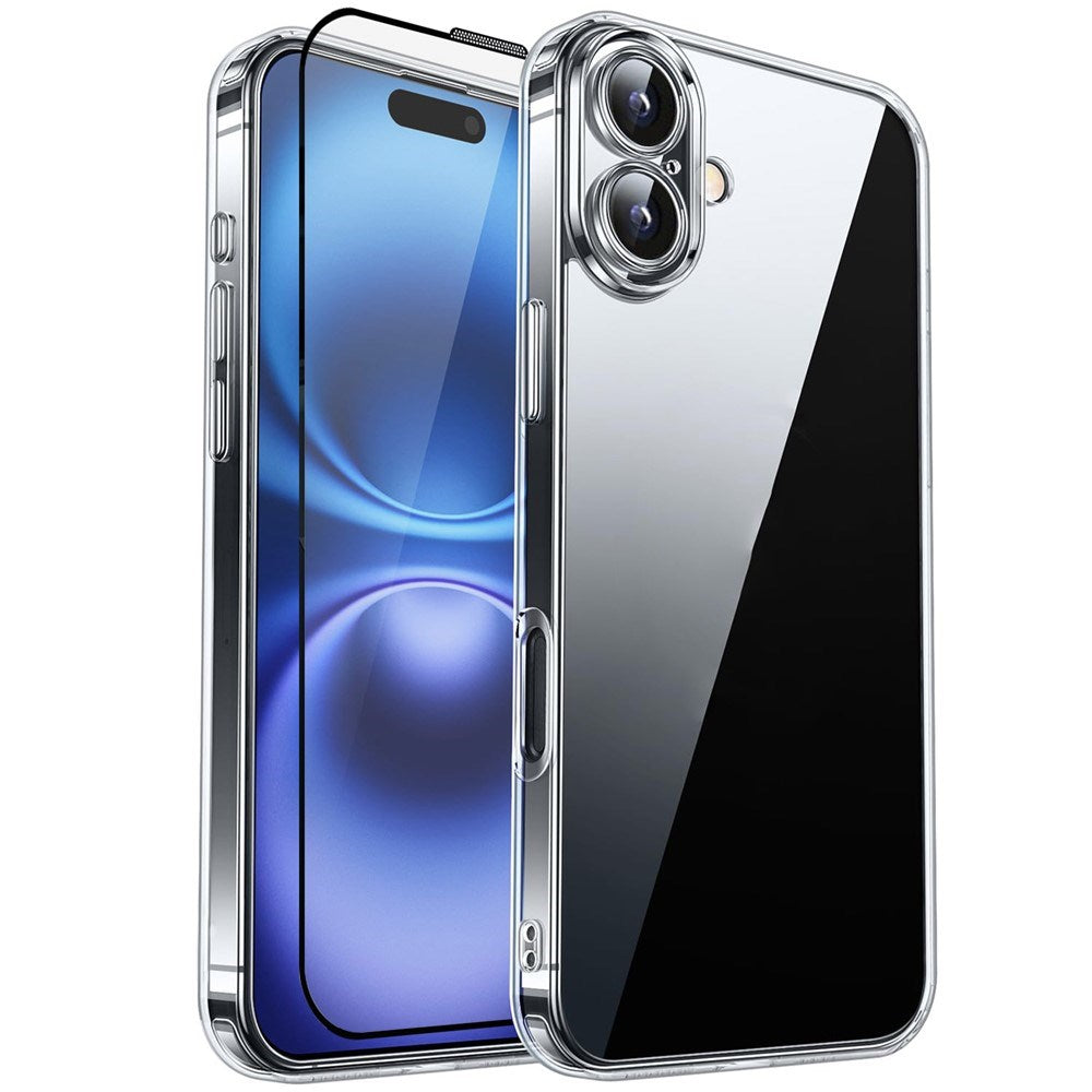 iPhone 16 Plus RURIHAI 2-in-1 Protection Set with Flexible Plastic Case & Screen Protector Glass - Transparent