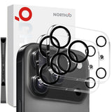 NORTHJO iPhone 17 Pro Tempered Camera Lens Glass - Transparent / Black Edge - 2 Pcs.