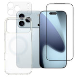 iPhone 17 Pro - 360° Protection set w. Screen Protection | MagSafe Case | Camera Lens Protection - Transparent / Black Edge