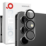 NORTHJO Samsung Galaxy S25 FE Tempered Camera Lens Glass - Transparent / Black