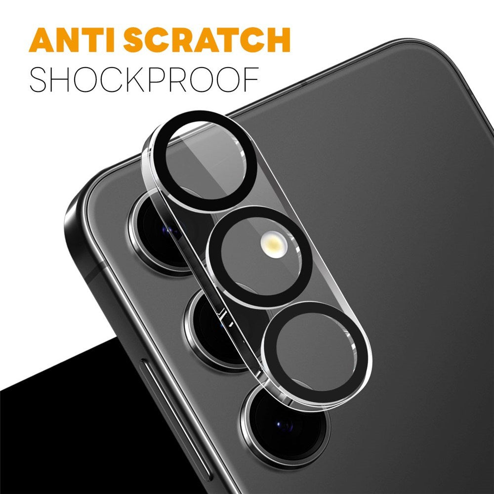 NORTHJO Samsung Galaxy S25 FE Tempered Camera Lens Glass - Transparent / Black