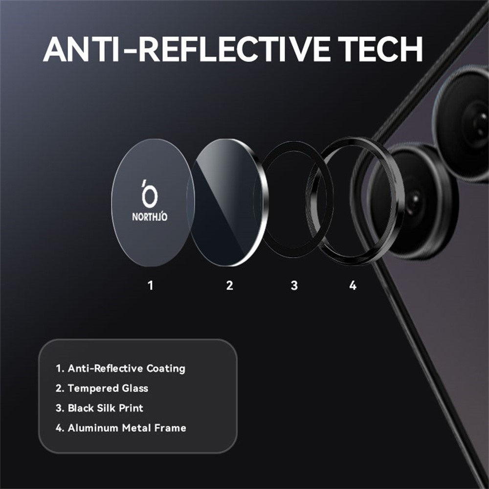 Samsung Galaxy Z Flip8 NORTHJO Camera Lens Protector - Metal & Glass - Black