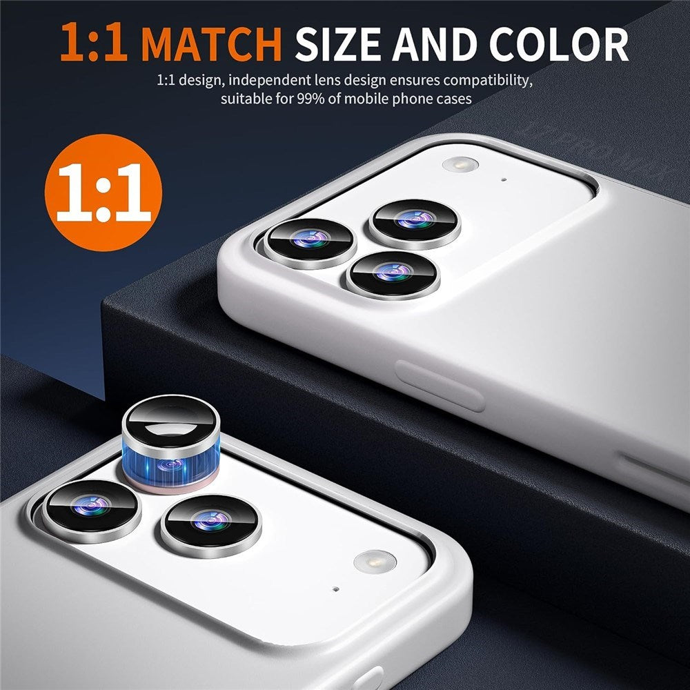 iPhone 18 Pro Camera Lens Protection - Metal & Glass - Silver