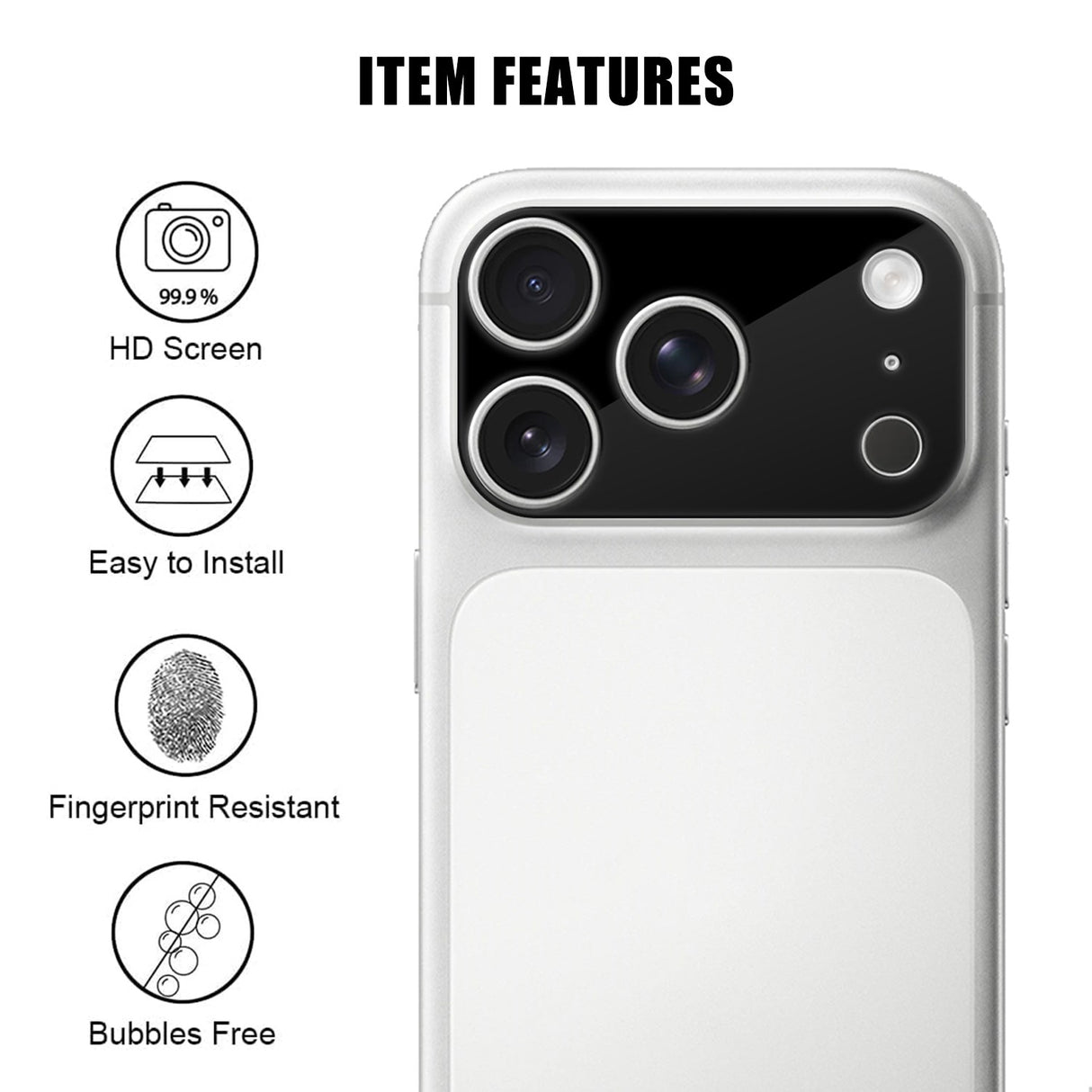 iPhone 18 Pro Tempered Camera Lens Protection Glass - Black