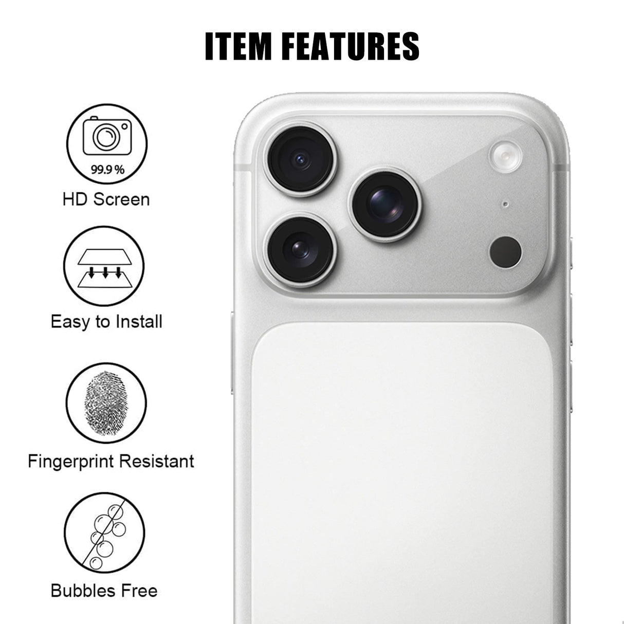 iPhone 18 Pro Max Tempered Camera Lens Protection Glass - Transparent