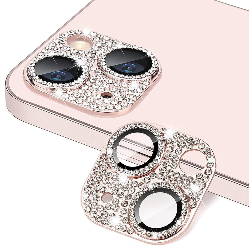 iPhone 13 / 13 Mini Enkay Glass Protection for Camera Lens w. Rhinestones - Pink