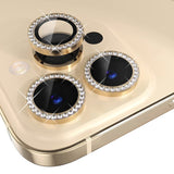 iPhone 14 Pro / 14 Pro Max Camera Glass Protection w. Rhinestone - Gold