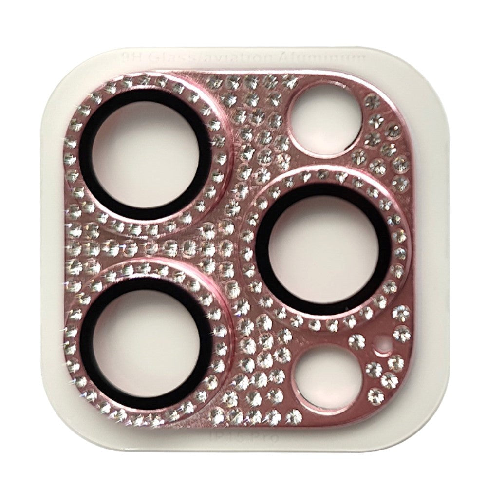 iPhone 15 Pro / 15 Pro Max Camera Lens Protection w. Rhinestone - Pink