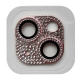 iPhone 15 / 15 Plus Camera Lens Protection w. Rhinestone - Pink