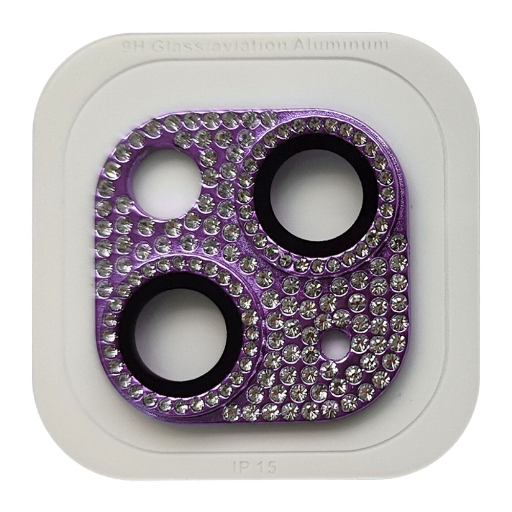 iPhone 15 / 15 Plus Camera Lens Protection w. Rhinestone - Purple