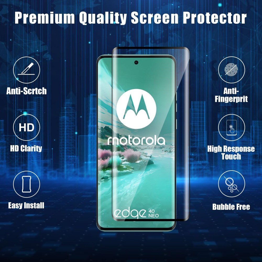 Motorola Edge 40 Neo Tempered Glass - Full-Fit Screen Protection - Black Edge