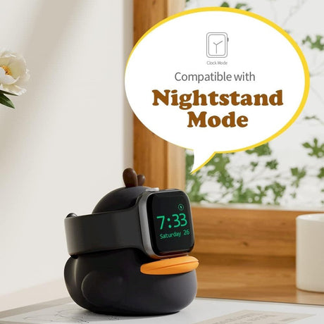 Silicone Charger Stand for Apple Watch - Cute Duck - Black