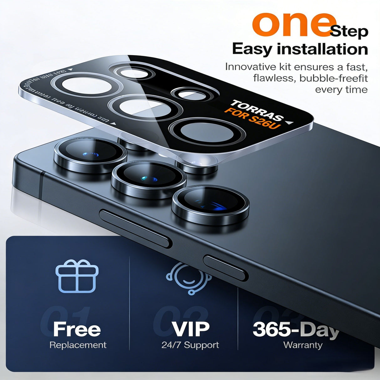 Samsung Galaxy S26 Ultra TORRAS Tempered Camera Lens Protector Glass – Black