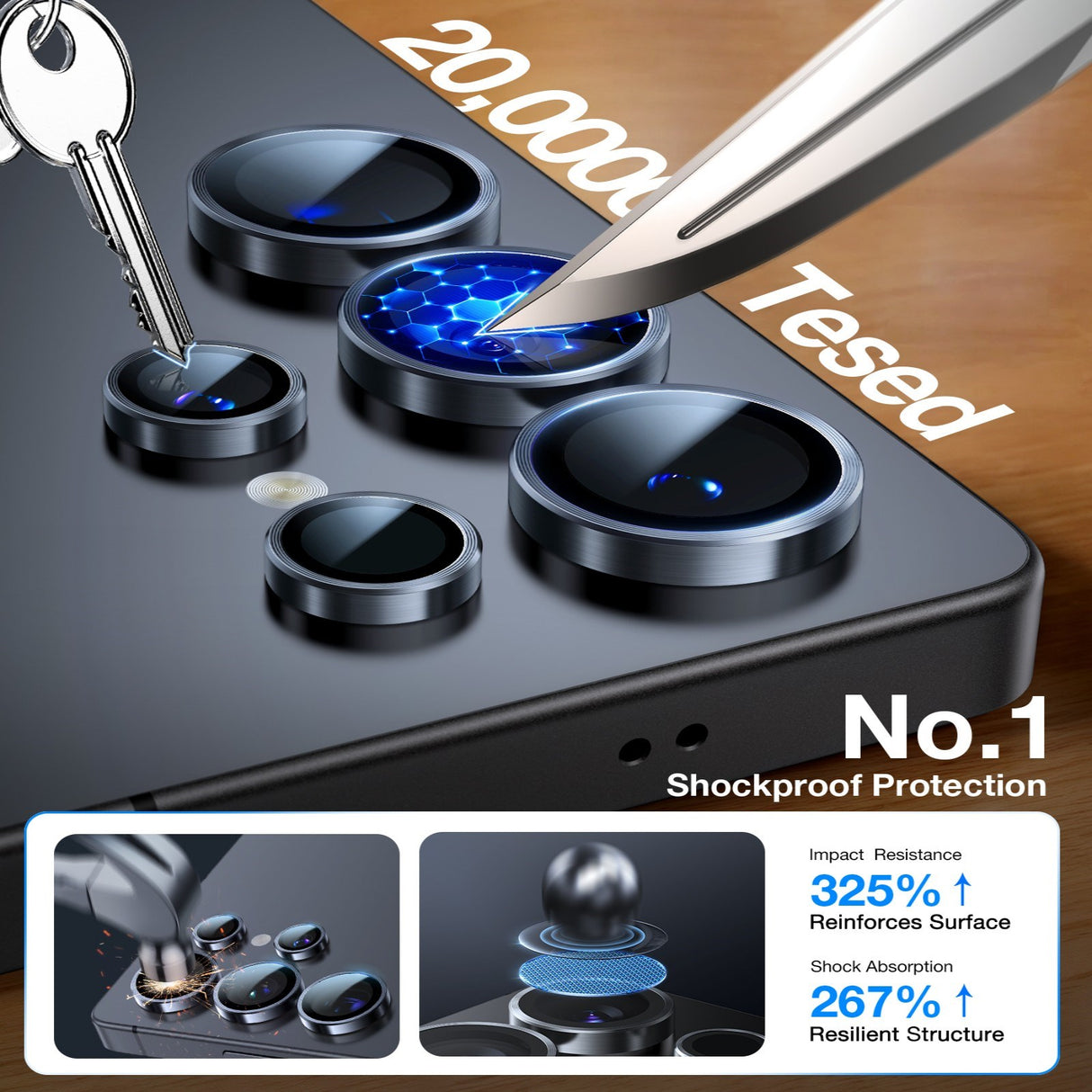 Samsung Galaxy S26 Ultra TORRAS Tempered Camera Lens Protector Glass – Black