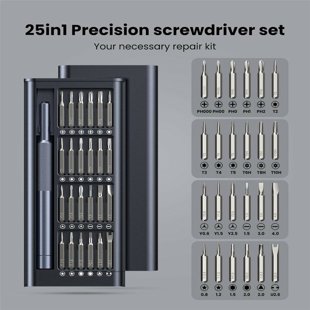 AXTH 25-in-1 Screwdriver Set for Phone / Tablet / Computer / Watch - Black