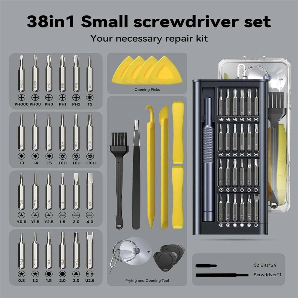 AXTH 38-in-1 Multifunctional Screwdriver Set - Black / Yellow