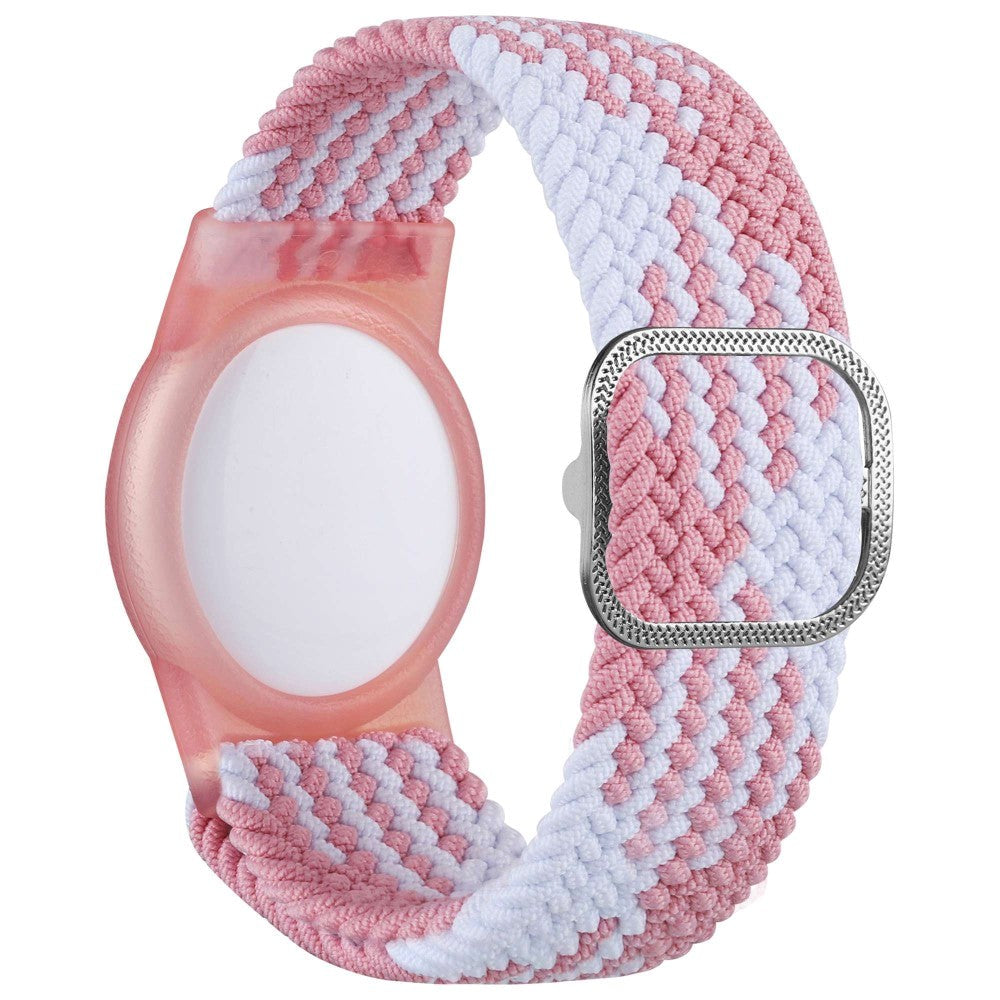 AirTag Braided Fabric Strap - Pink / White