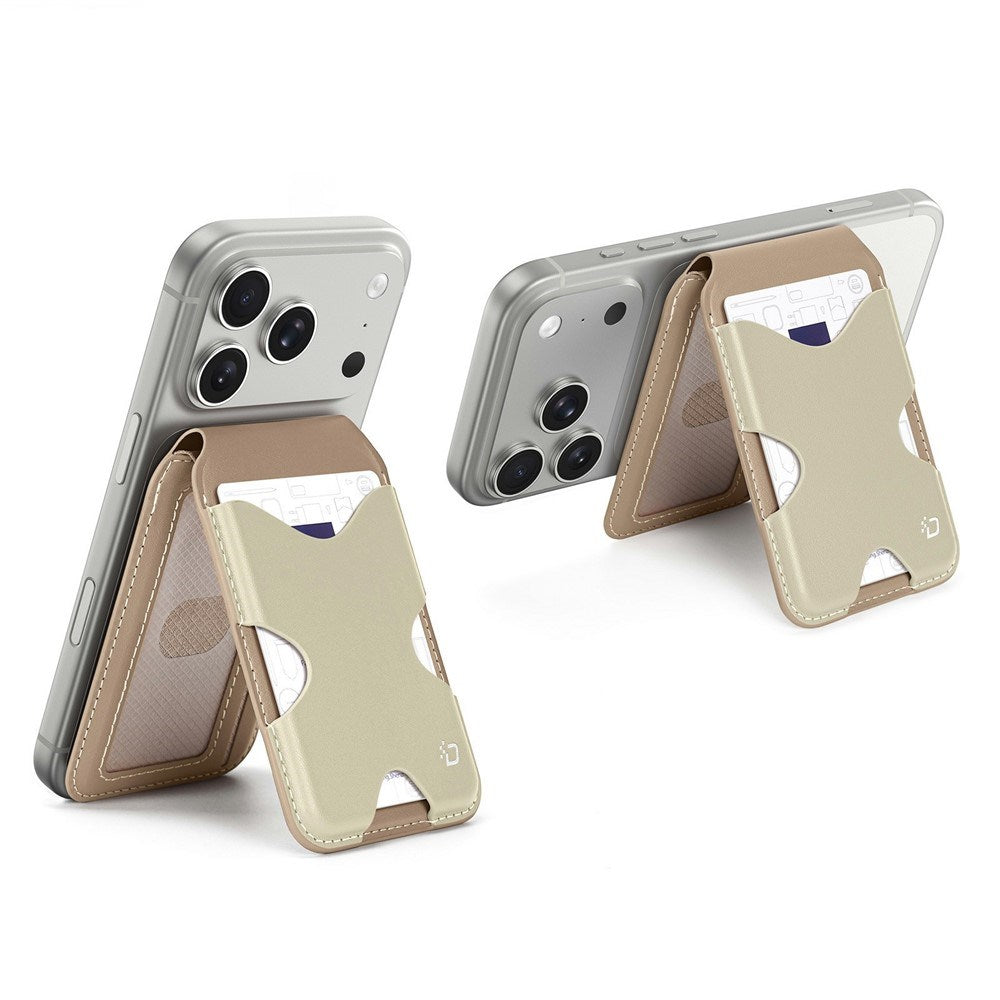 DUX DUCIS Magnetic Card Holder for 5 Cards with Stand Function - MagSafe Compatible - Beige