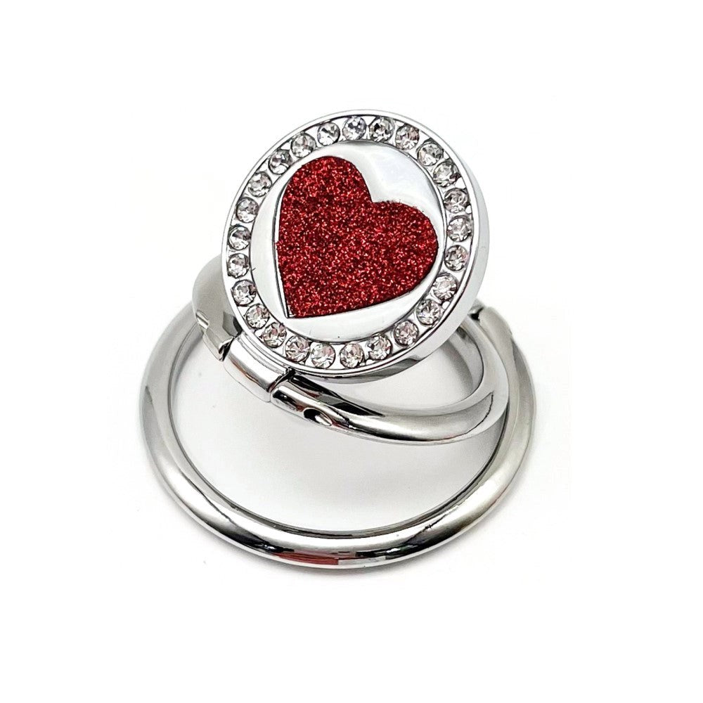 Mobile Adhesive Stand - Heart - Silver / Red