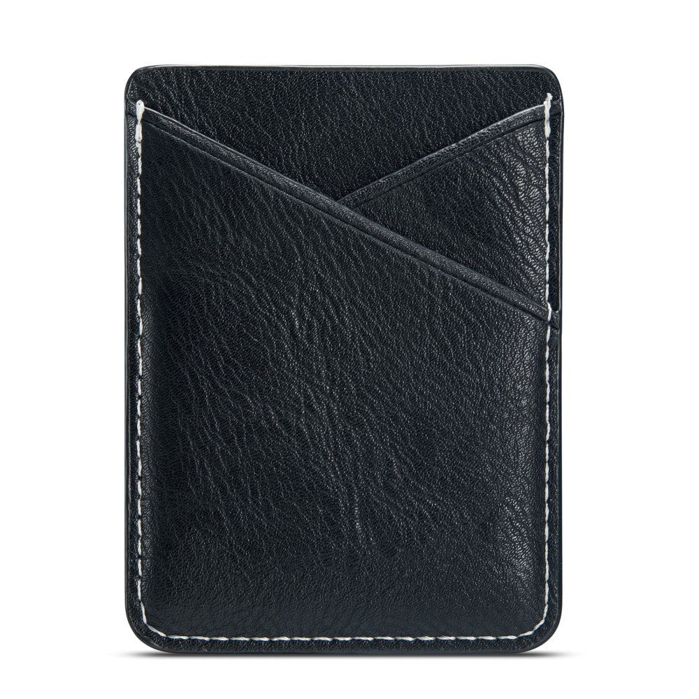 Leather Back Card Holder Stick-on - Black