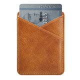 Leather Back Card Holder Stick-on - Brown