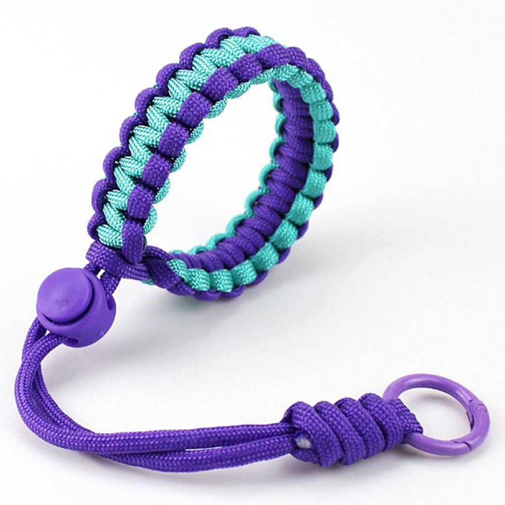 Adjustable Wrist Strap for Mobile - Braided Polyester - Purple / Blue