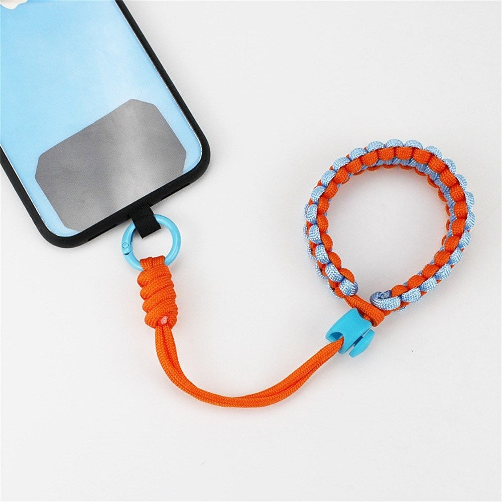 Adjustable Wrist Strap for Mobile - Braided Polyester - Brown / Grey