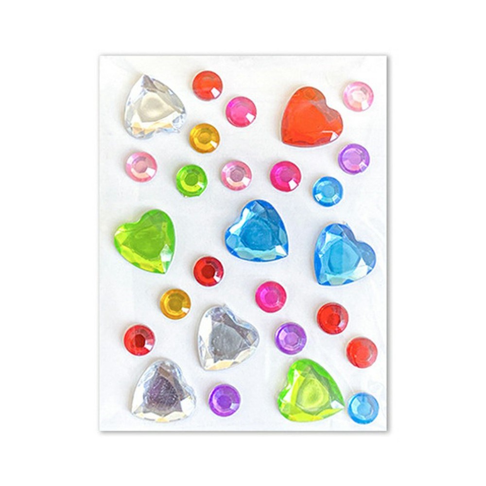 Self-Adhesive 3D Stickers - Multicolored - Round & Hearts