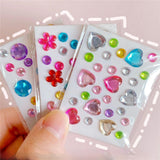 Self-Adhesive 3D Stickers - Multicolored - Round & Hearts