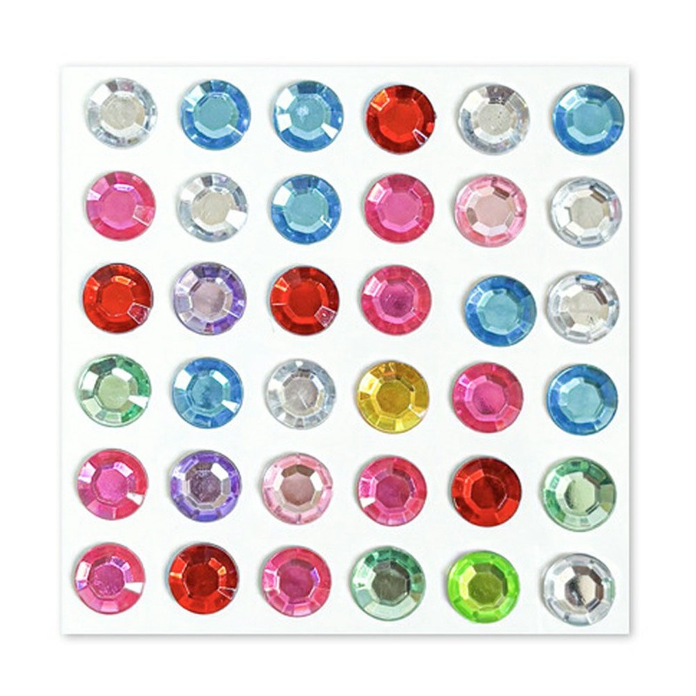 Multicolor Self-Adhesive Crystal 3D Stickers - 36 pcs - Round