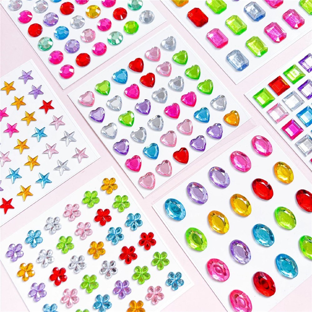 Multicolor Self-Adhesive Crystal 3D Stickers - 36 pcs - Stars