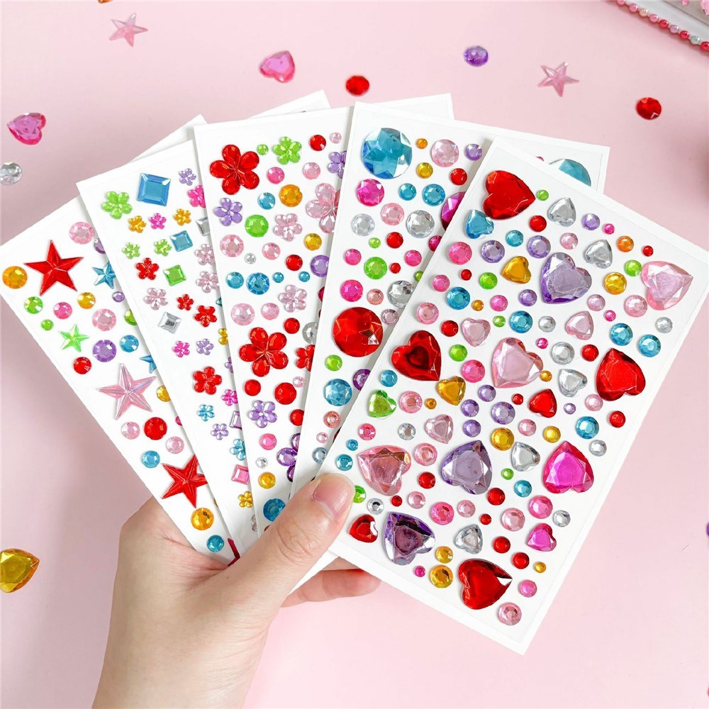 Multicolor Self-Adhesive Crystal 3D Stickers - 65 pcs - Oval