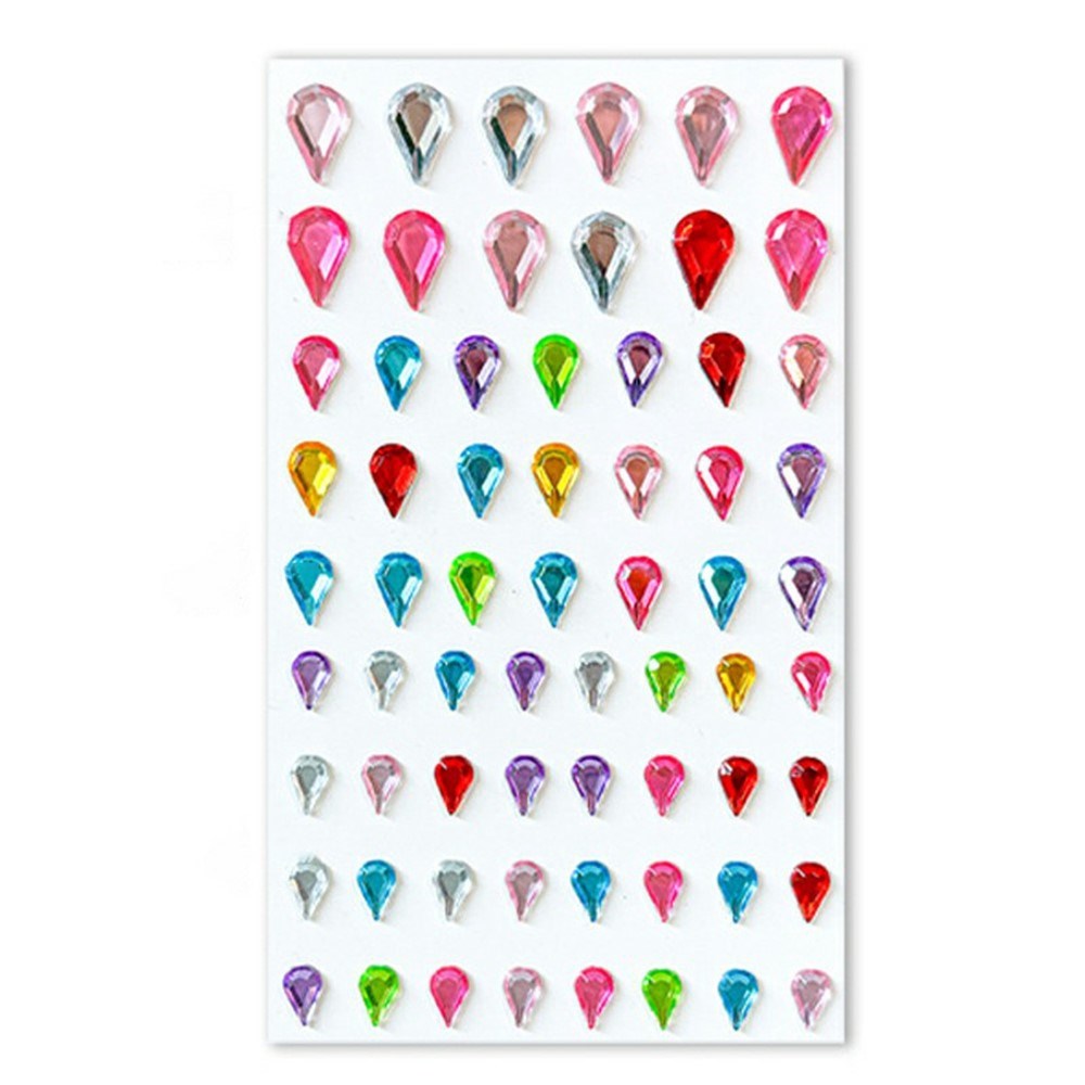 Multicolor Self-Adhesive Crystal 3D Stickers - 65 pcs - Drops