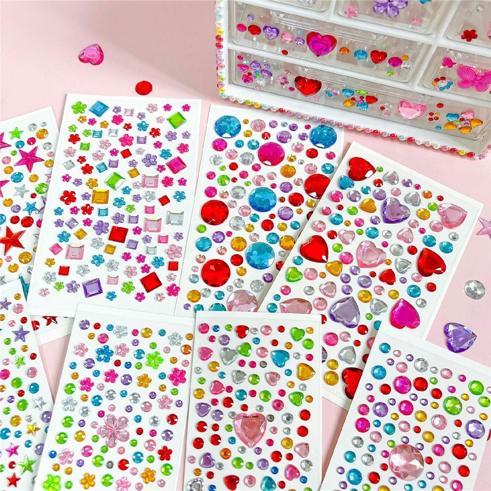 Multicolor Self-Adhesive Crystal 3D Stickers - 88 pcs - Round