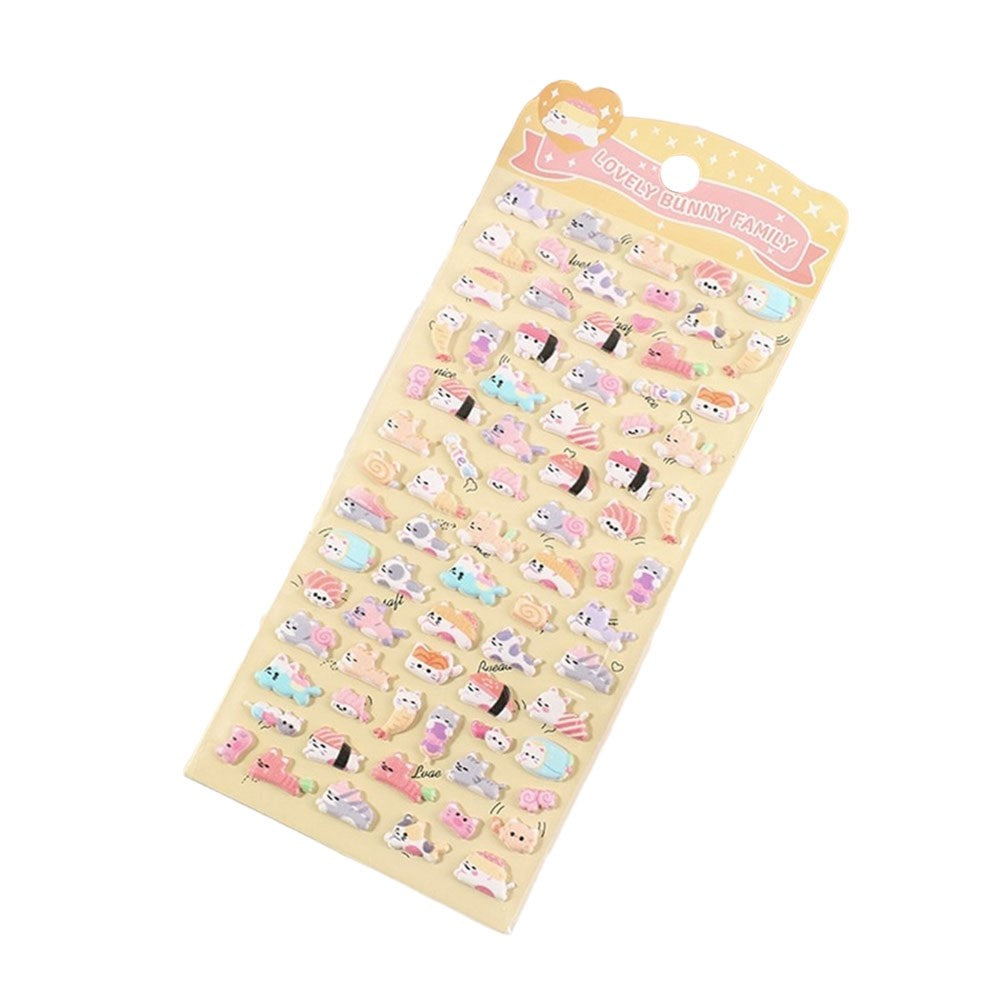 Mini 3D Bubble Foam Stickers - Bunnies & Sushi