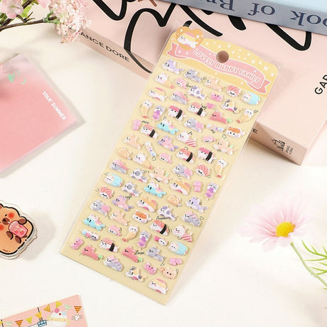 Mini 3D Bubble Foam Stickers for Phone & Camera Section - Bunnies & Sushi